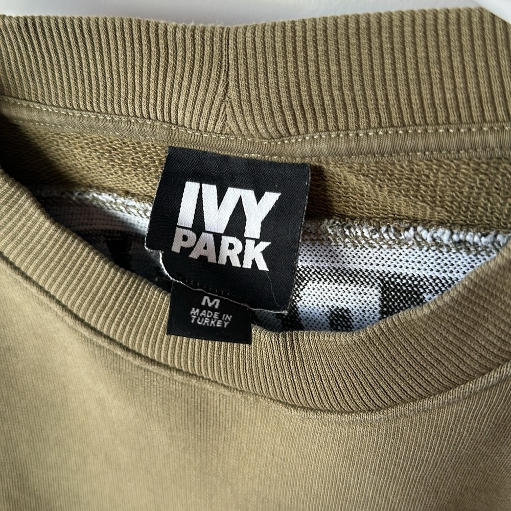 IVY PARK Logo Tape Cropped Sweatshirt in Olive - Picture 3 of 6